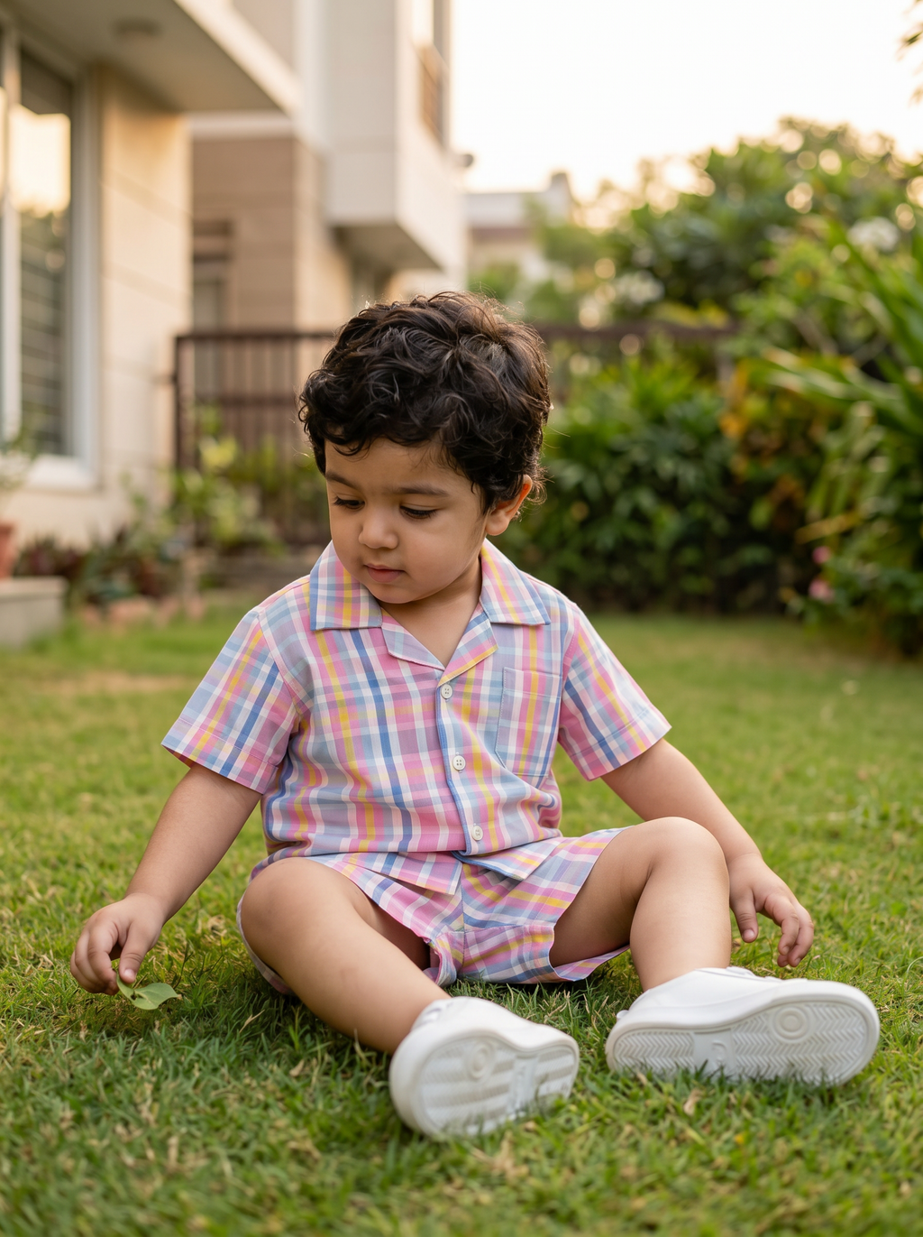 Koshberry Kids Pink Check Co-Ord Set Shirt & Shorts