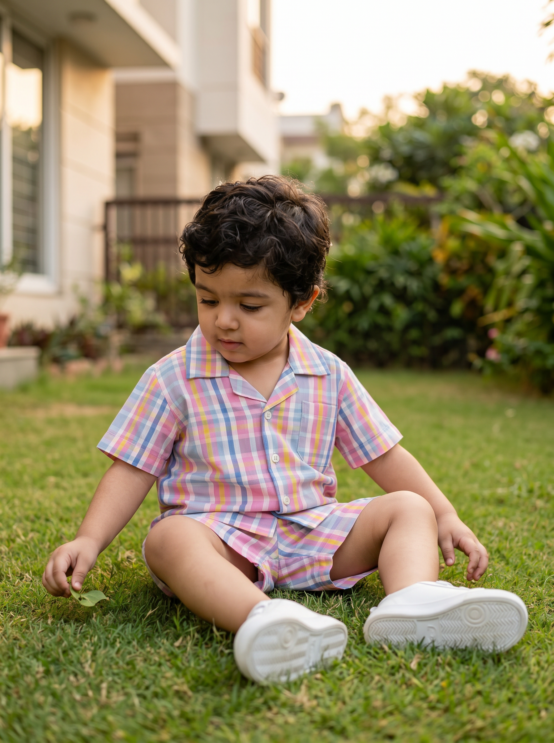 Koshberry Kids Pink Check Co-Ord Set Shirt & Shorts