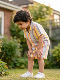 Koshberry Kids Yellow Stripe Co-Ord Set Shirt & Shorts