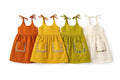 Koshberry Open Strap Frock Combo - Pack of 4 (Rust, White, Green & Yellow)
