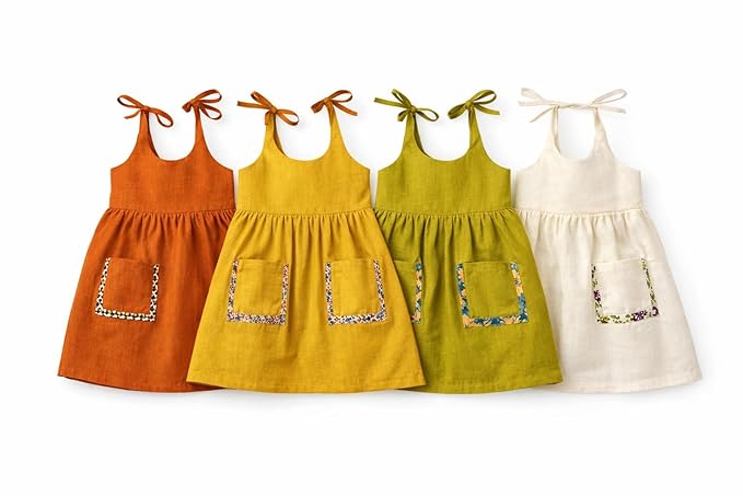 Koshberry Open Strap Frock Combo - Pack of 4 (Rust, White, Green & Yellow)