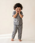 Koshberry Girls Kimono Night Suit - Dark Grey