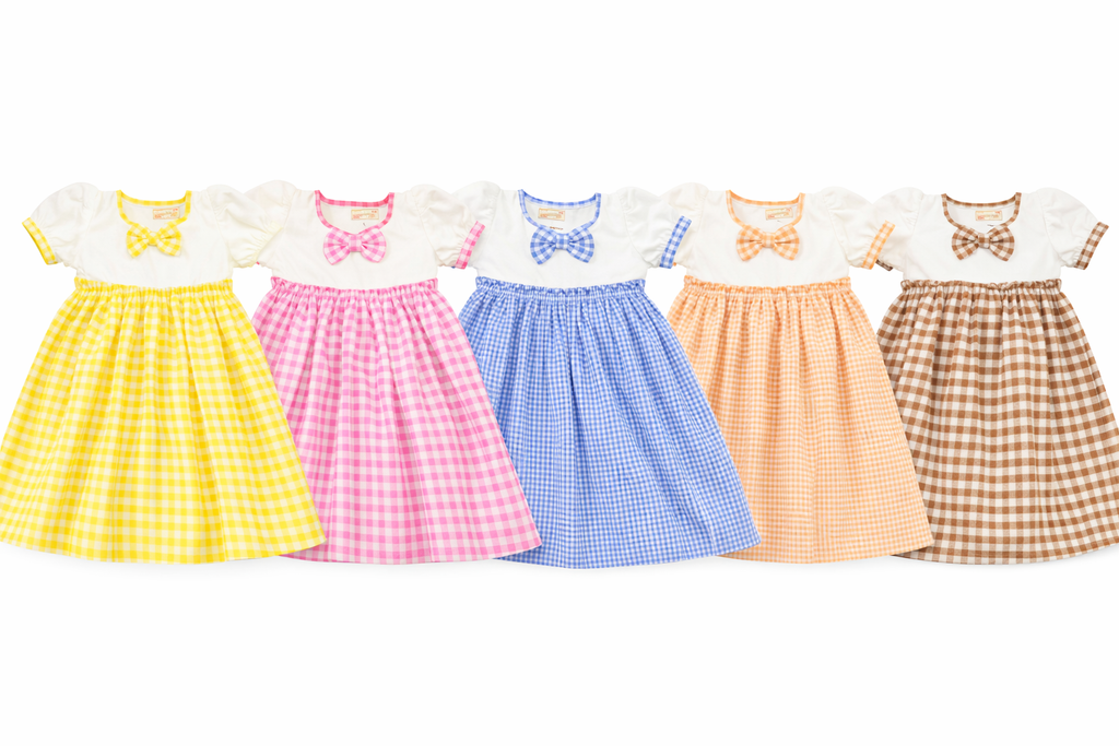 Koshberry Gingham Bow Frock Combo - Pack 5