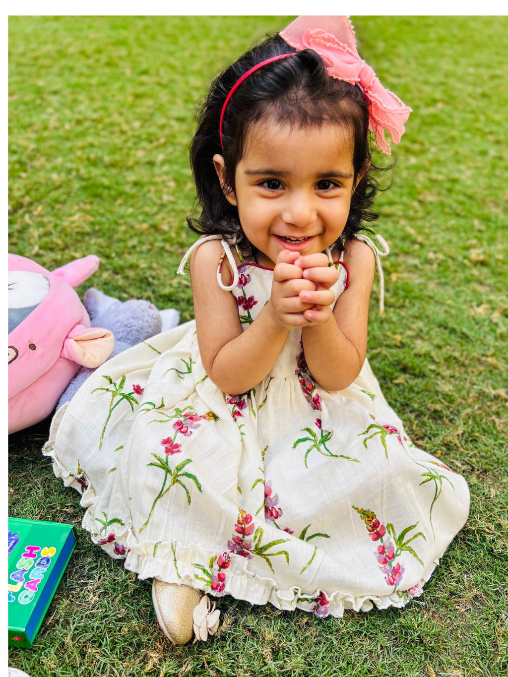 KOSHBERRY Girl's Floral Frock | Ruffle Pattern Baby Dress with Noodle Straps | Birthday Gift | Super Soft Fabric with Astar/Lining