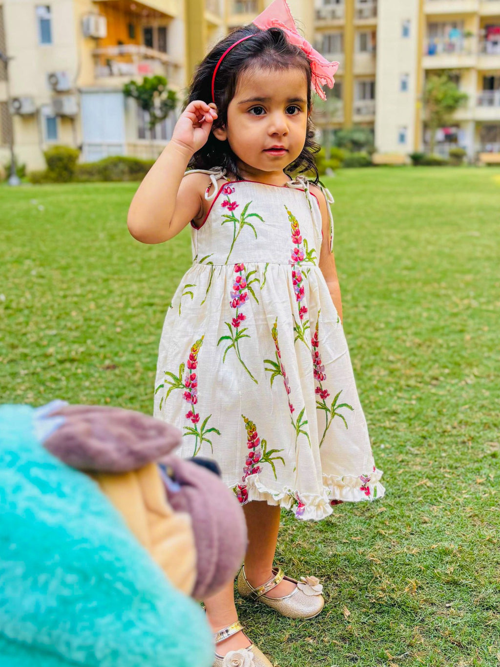 KOSHBERRY Girl's Floral Frock | Ruffle Pattern Baby Dress with Noodle Straps | Birthday Gift | Super Soft Fabric with Astar/Lining