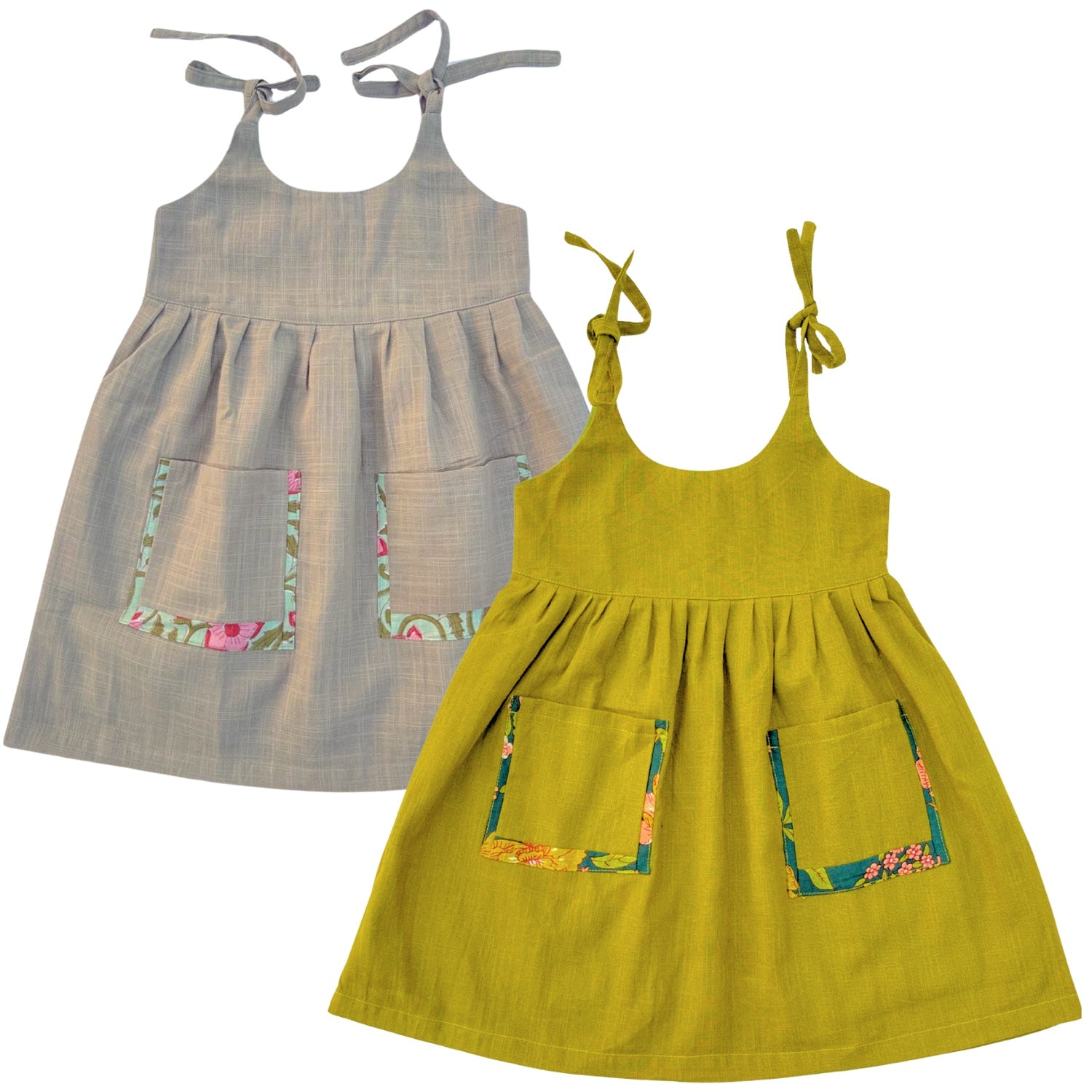 Koshberry Open Strap Frock Combo - Pack 2 (Grey & Olive)