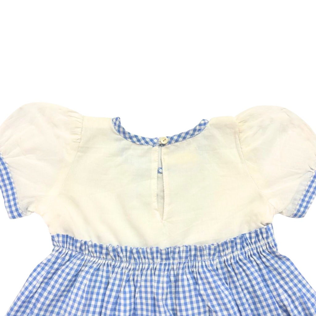 KOSHBERRY Cotton Baby Girl Dress with Cute Flower Bow | Stylish Gingham Baby Frock | Soft Mulmul-Lined Girl Outfit
