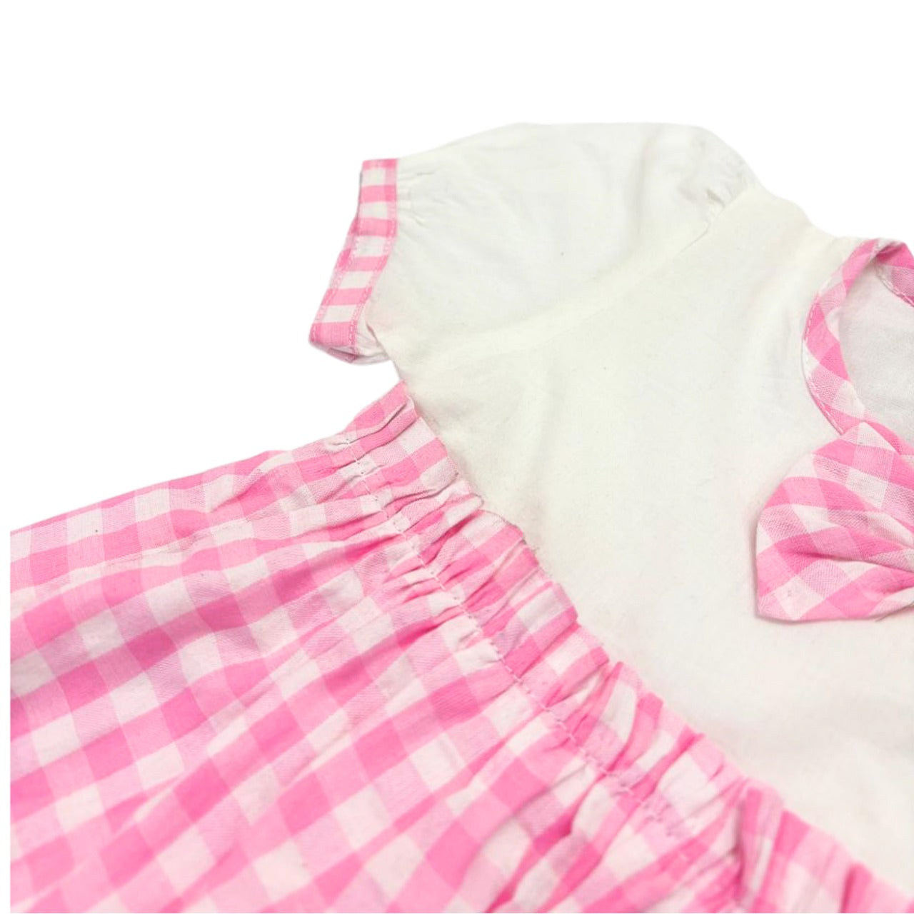 KOSHBERRY Cotton Baby Girl Dress with Cute Flower Bow | Stylish Gingham Baby Frock | Soft Mulmul-Lined Girl Outfit