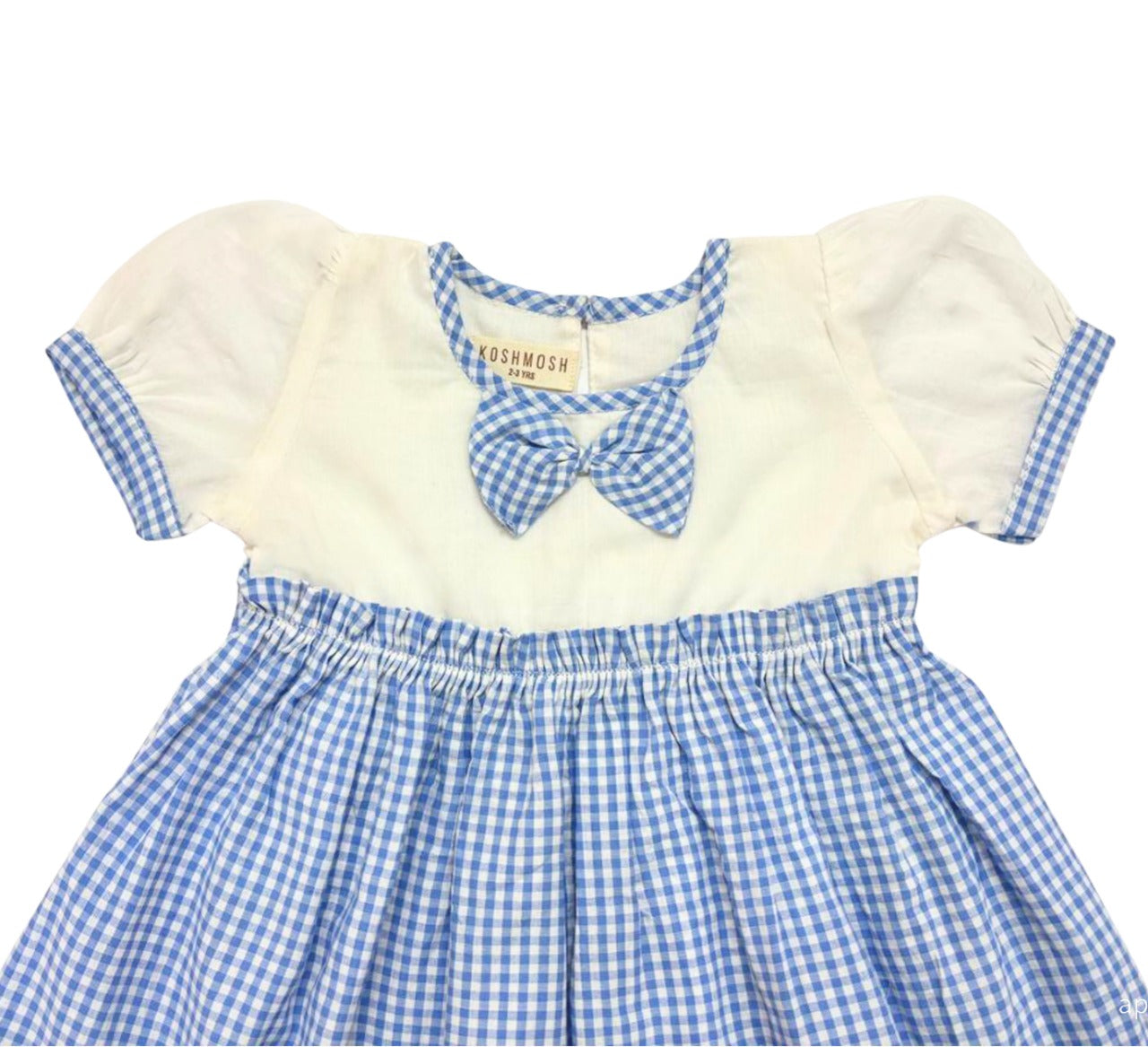 KOSHBERRY Cotton Baby Girl Dress with Cute Flower Bow | Stylish Gingham Baby Frock | Soft Mulmul-Lined Girl Outfit