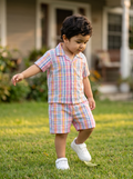 Koshberry Kids Pink Check Co-Ord Set Shirt & Shorts