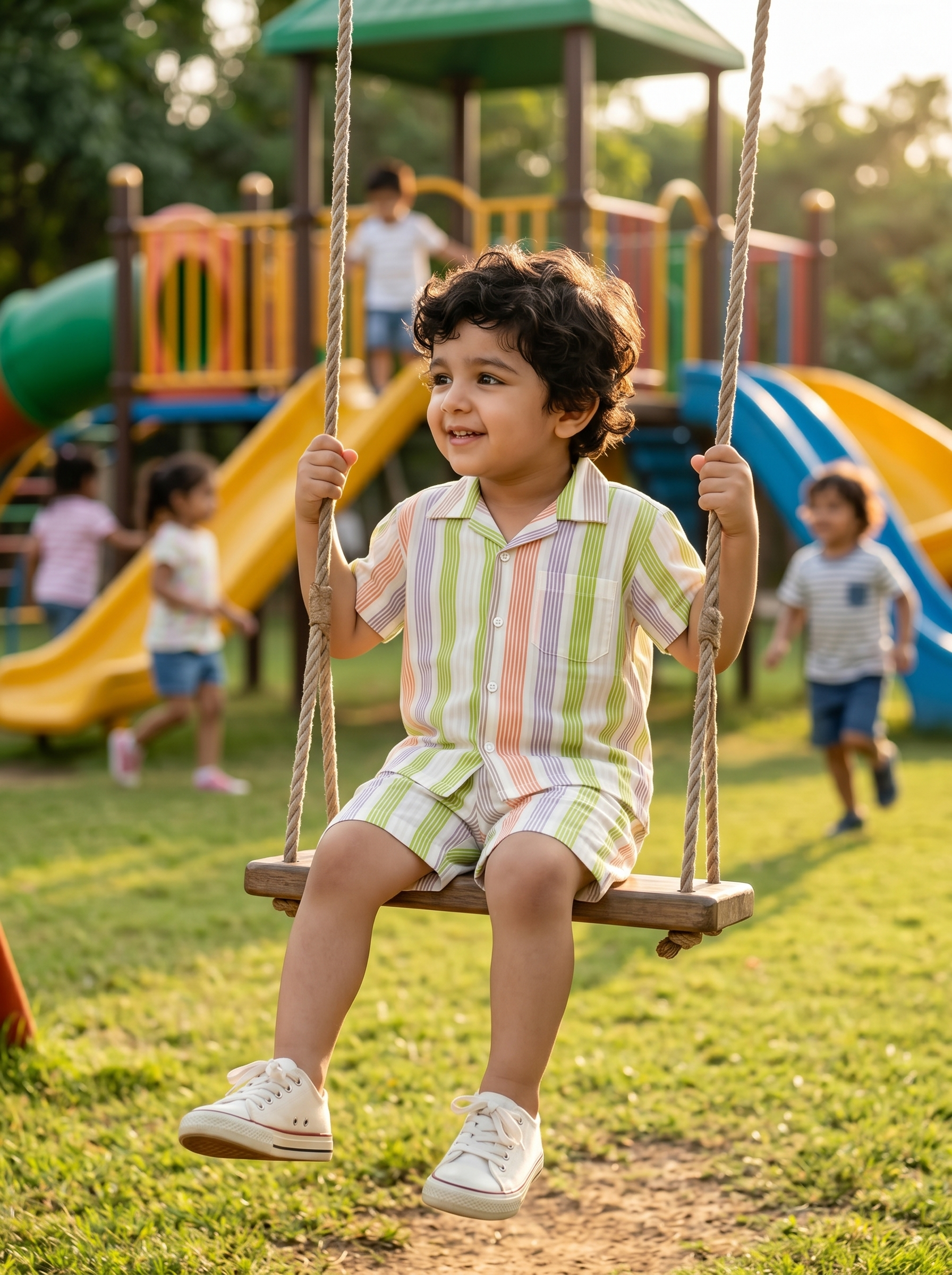 Koshberry Kids Striped Co-Ord Set Shirt & Shorts