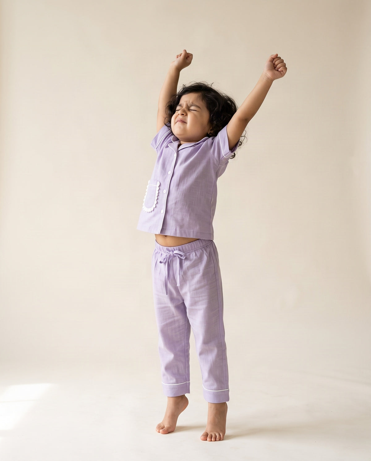 Koshberry Girls Kimono Night Suit - Lavender