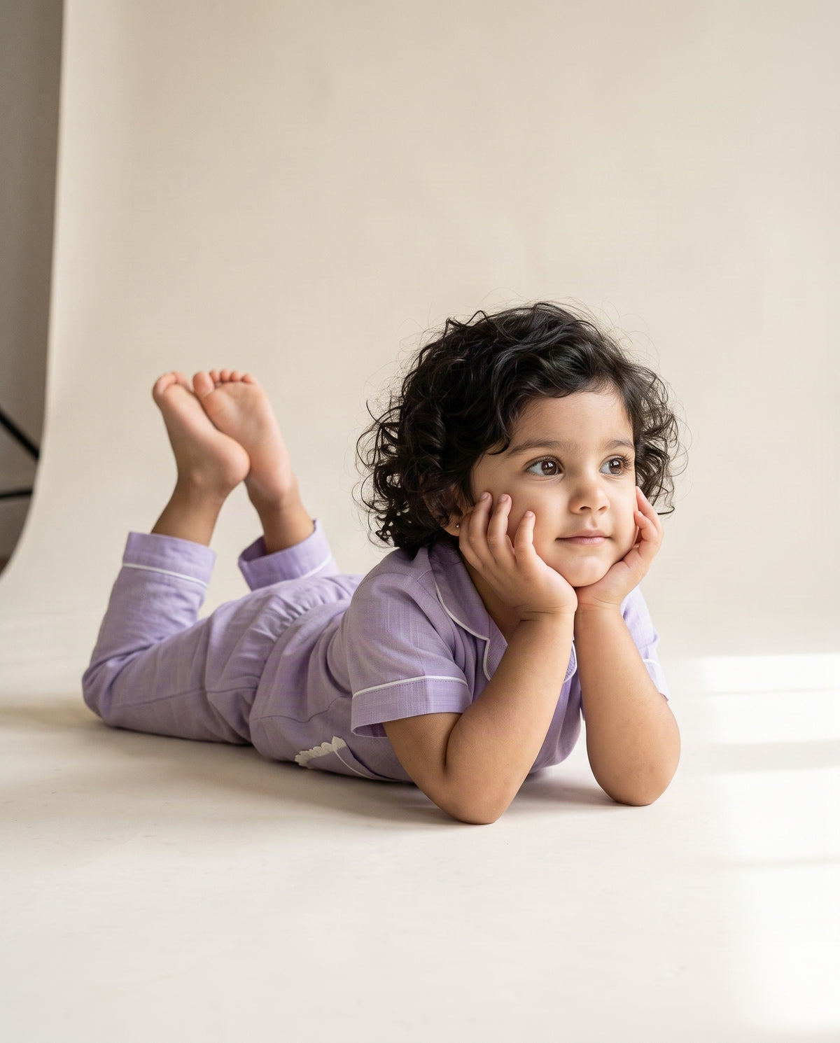Koshberry Girls Kimono Night Suit - Lavender