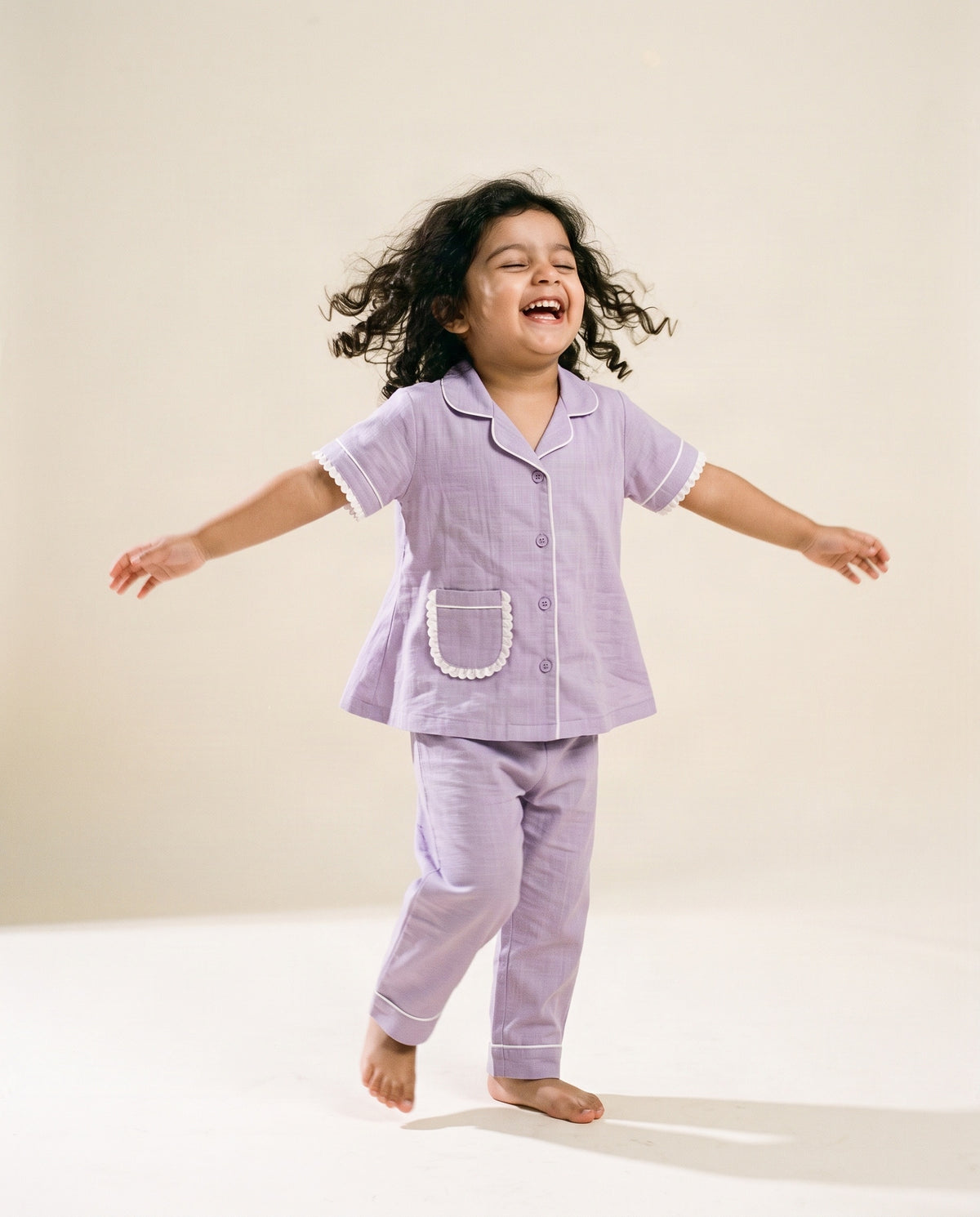 Koshberry Girls Kimono Night Suit - Lavender