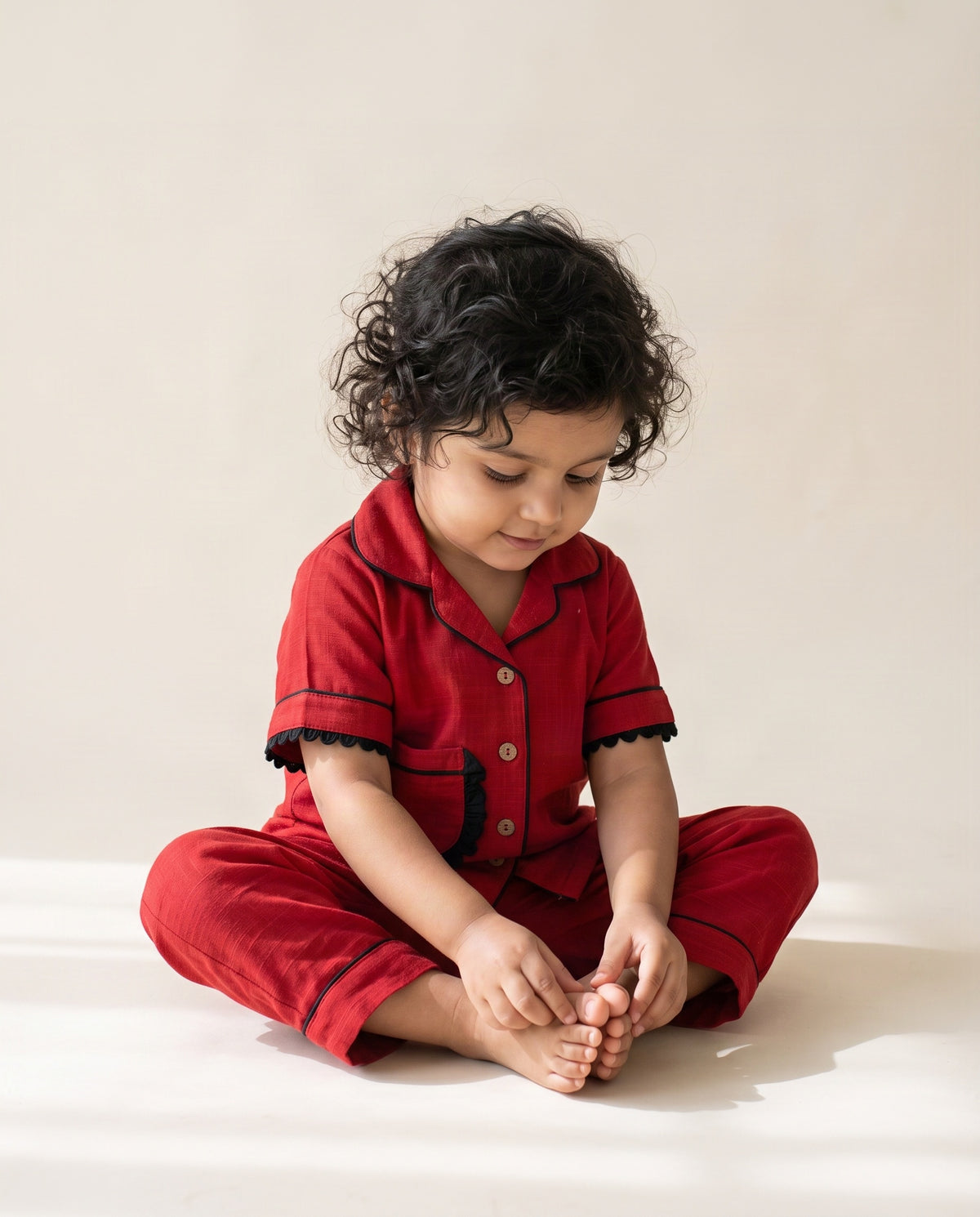 Koshberry Girls Kimono Night Suit - Maroon