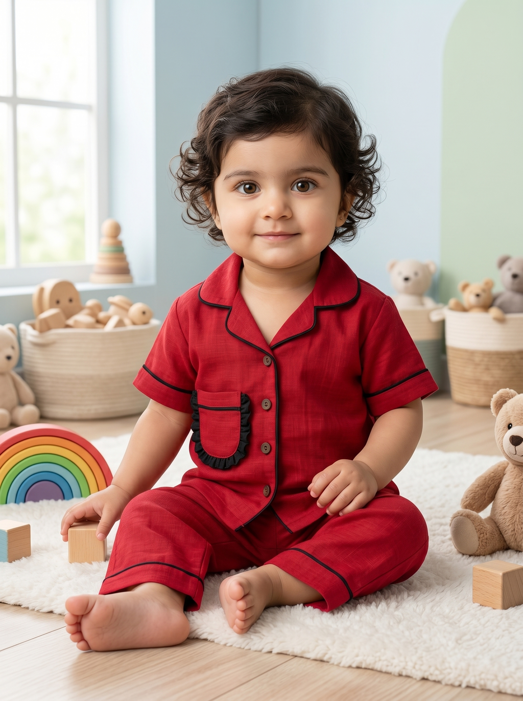 KOSHBERRY Girls Night Suit Maroon
