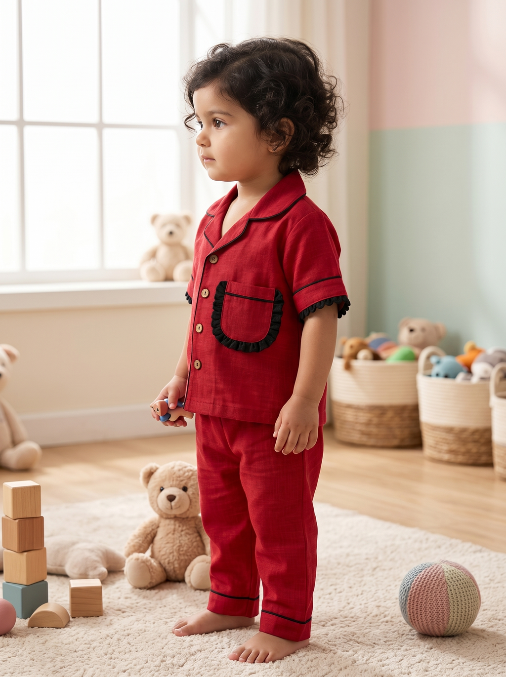 KOSHBERRY Girls Night Suit Maroon