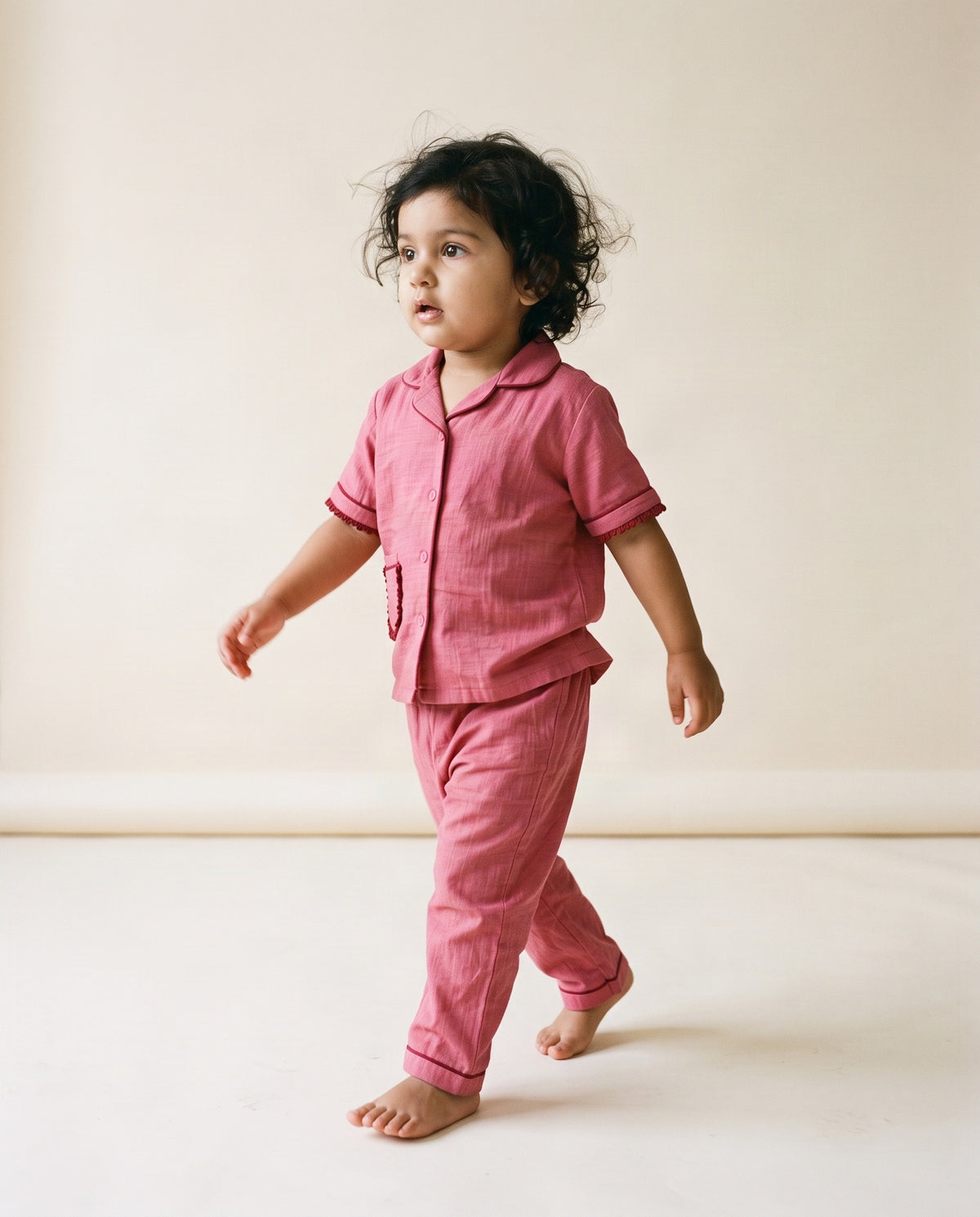Koshberry Girls Kimono Night Suit - Pink