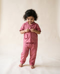 Koshberry Girls Kimono Night Suit - Pink