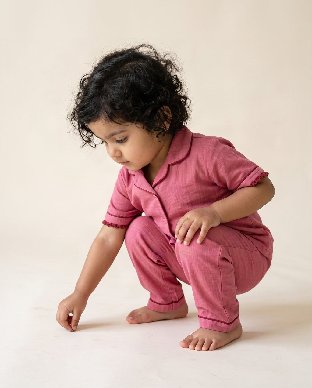 Koshberry Girls Kimono Night Suit - Pink