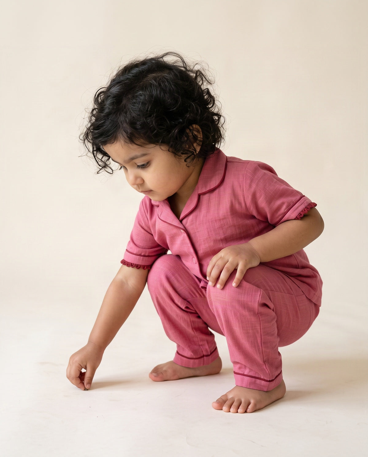 Koshberry Girls Kimono Night Suit - Pink
