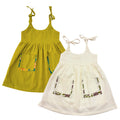Koshberry Open Strap Frock Combo - Pack 2 (Olive & Cream)