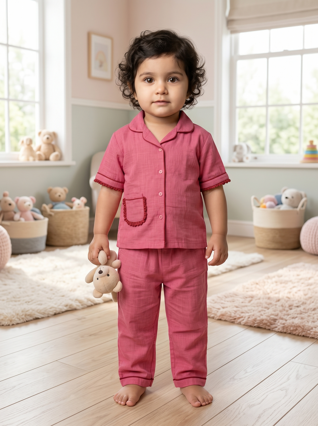 KOSHBERRY Girls Night Suit Pink