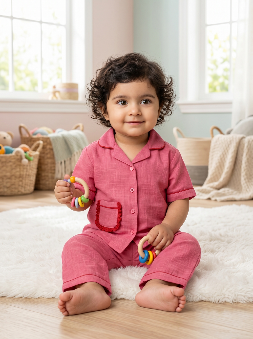 KOSHBERRY Girls Night Suit Pink