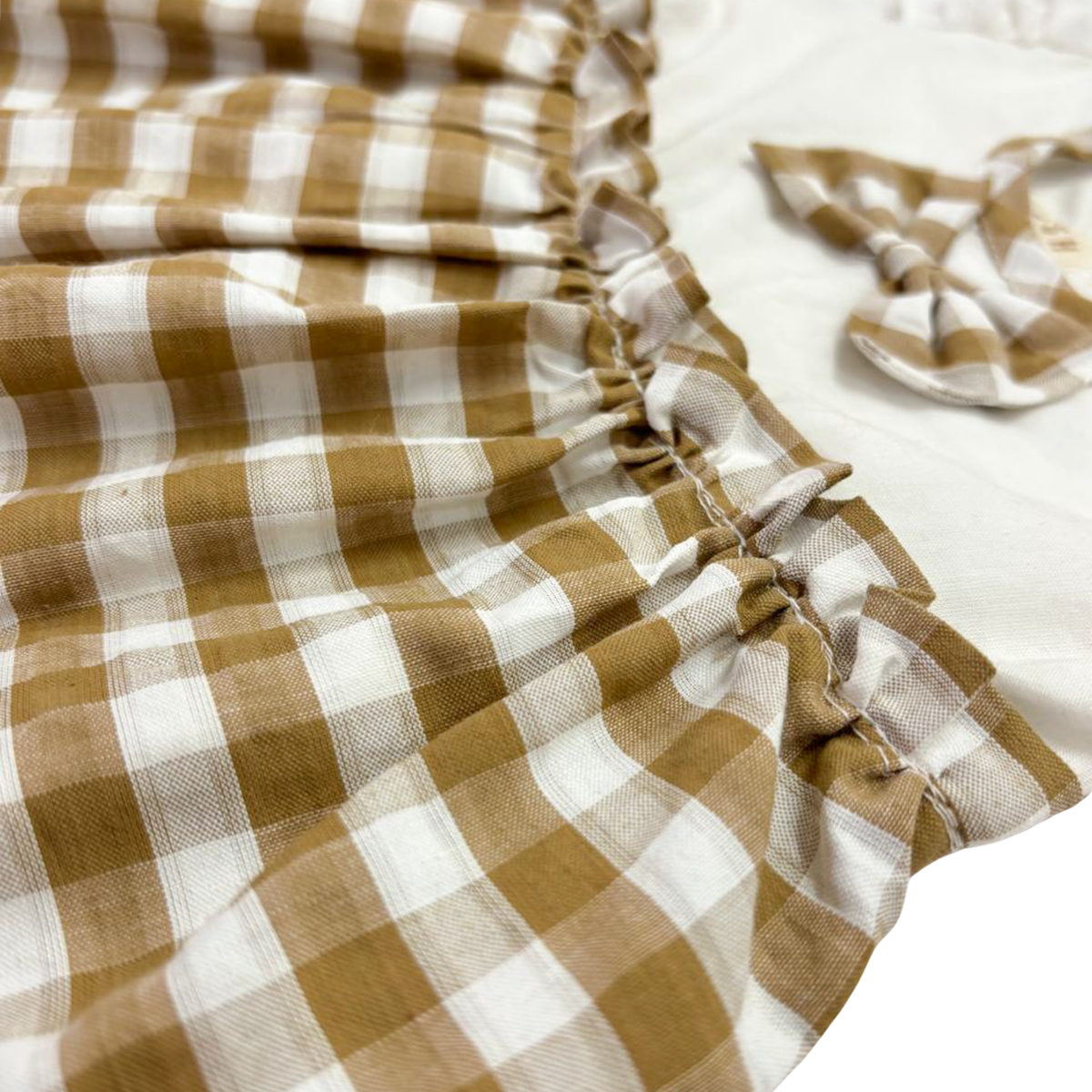 Koshberry Gingham Bow Frock - Brown