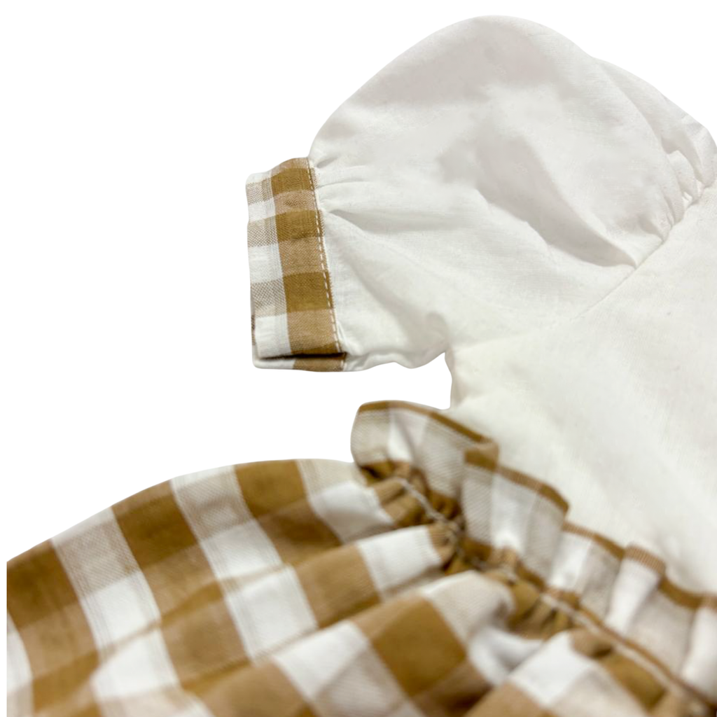 Koshberry Gingham Bow Frock - Brown