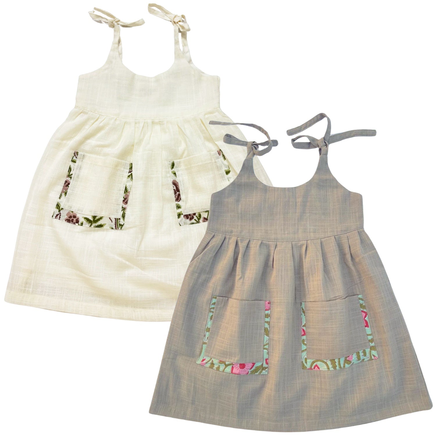Koshberry Open Strap Frock Combo - Pack 2 (Grey & White)