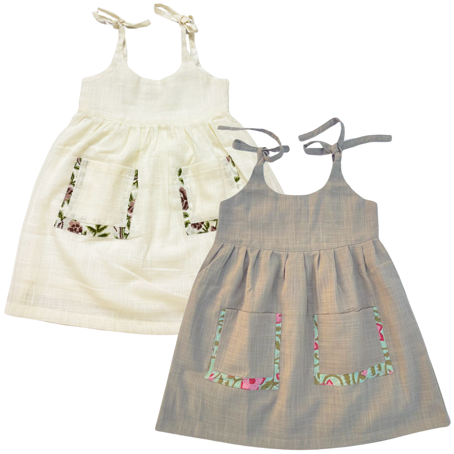 Koshberry Open Strap Frock Combo - Pack of 2 (Grey & White)