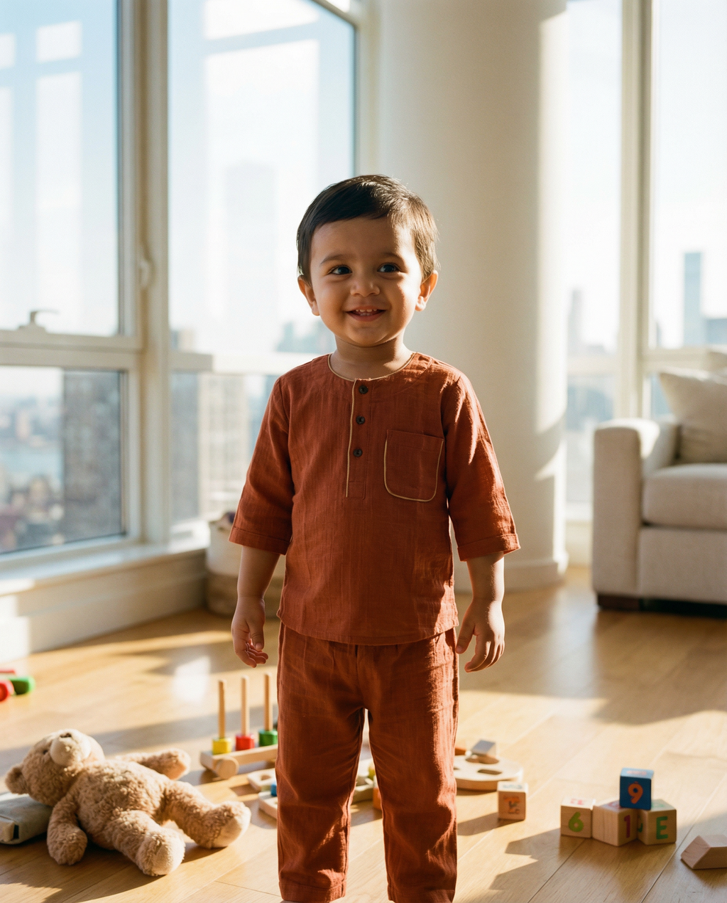 KOSHBERRY Boys Night Suit Rust