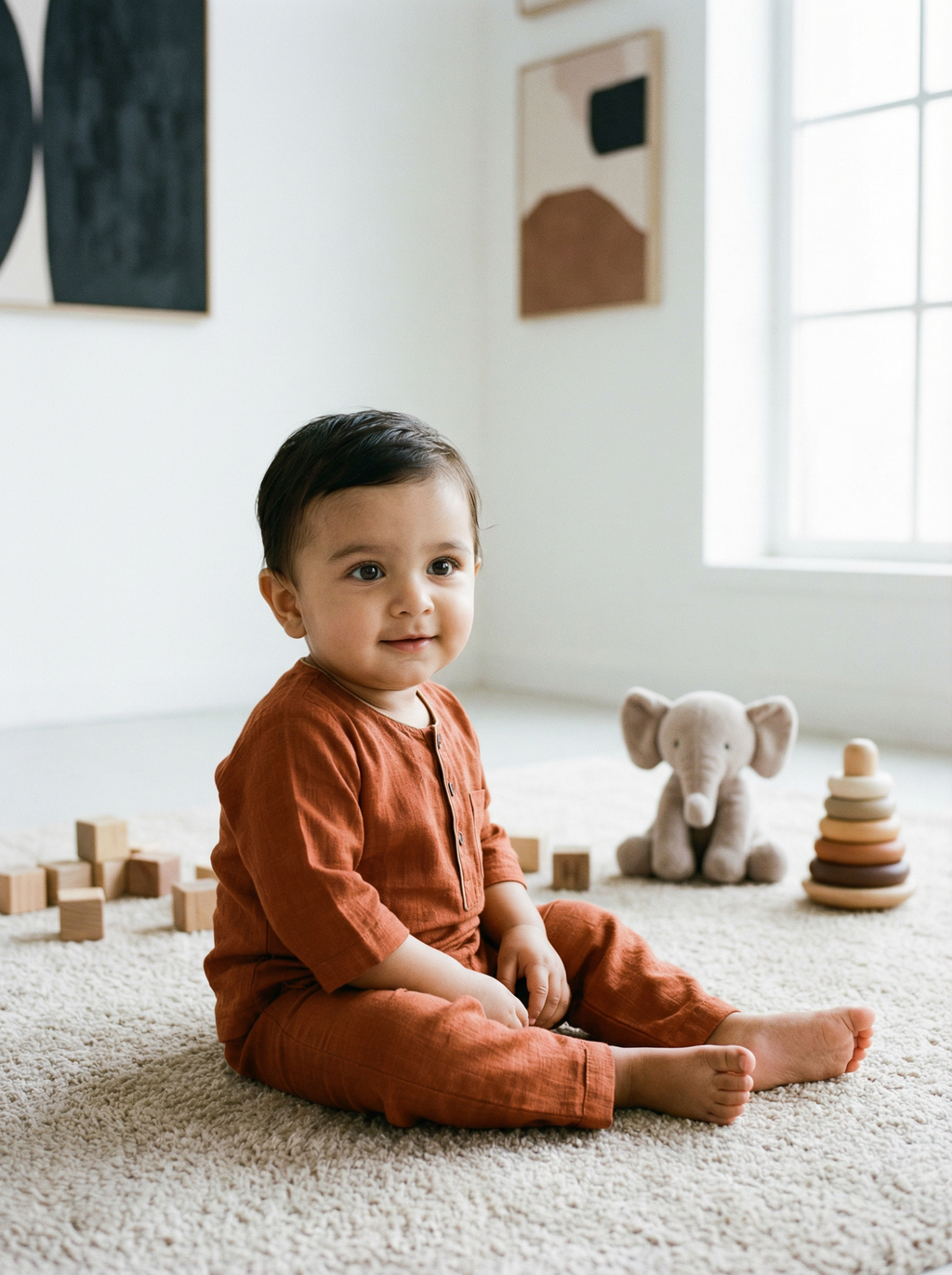 KOSHBERRY Boys Night Suit Rust