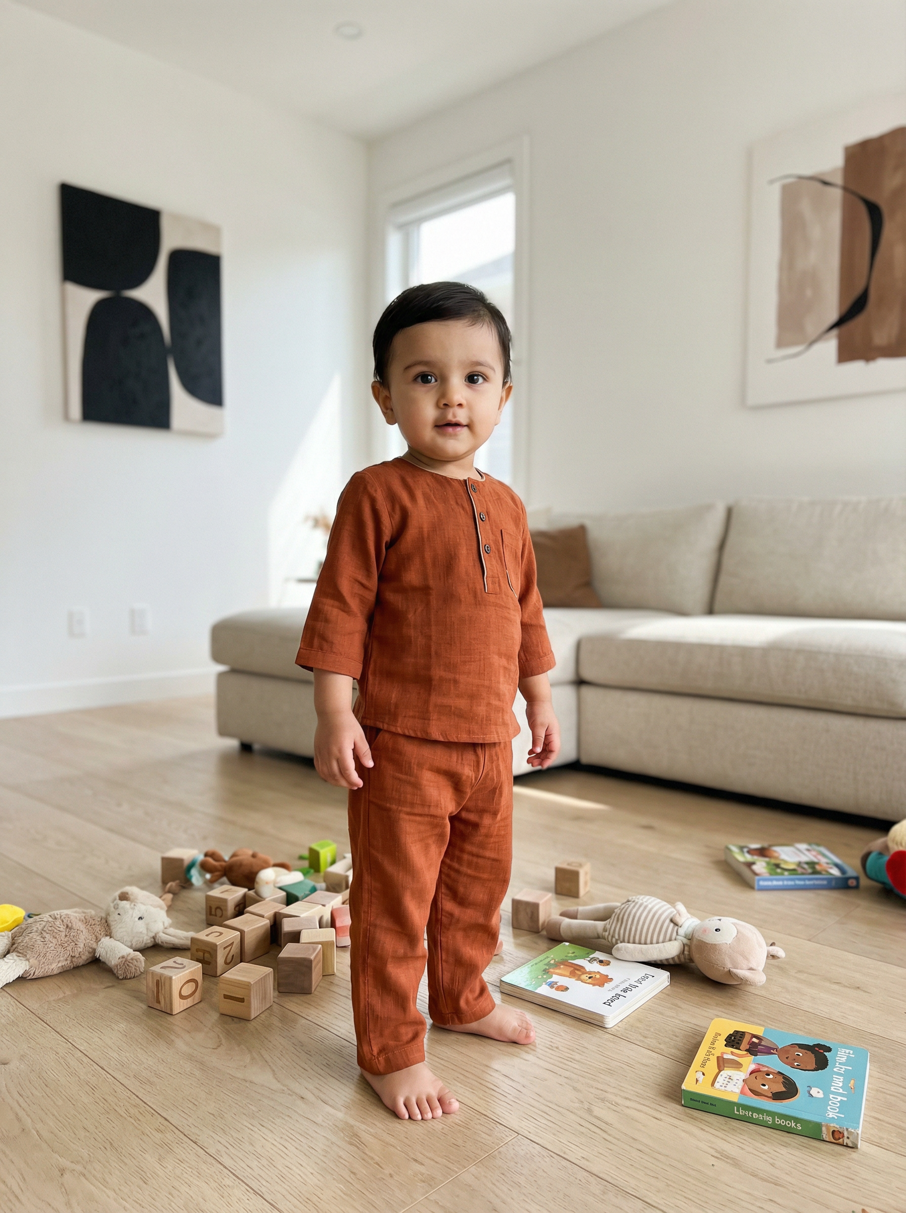 KOSHBERRY Boys Night Suit Rust