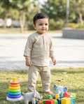 KOSHBERRY Baby Boys Night Suit 3/4 Sleeves | Pure Cotton Co-Ord Nightwear Set | Light Grey