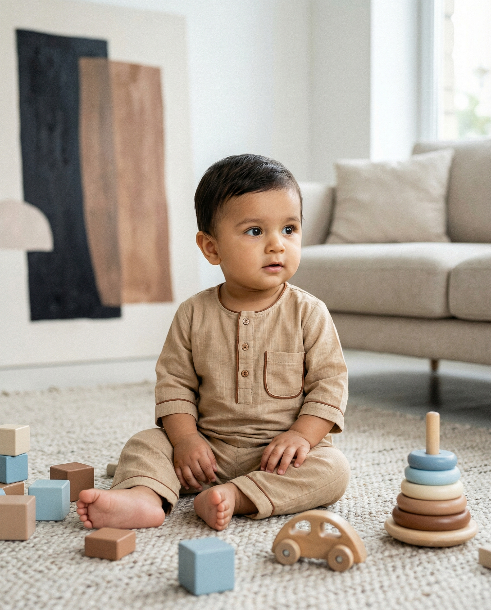 KOSHBERRY Boys Night Suit Brown
