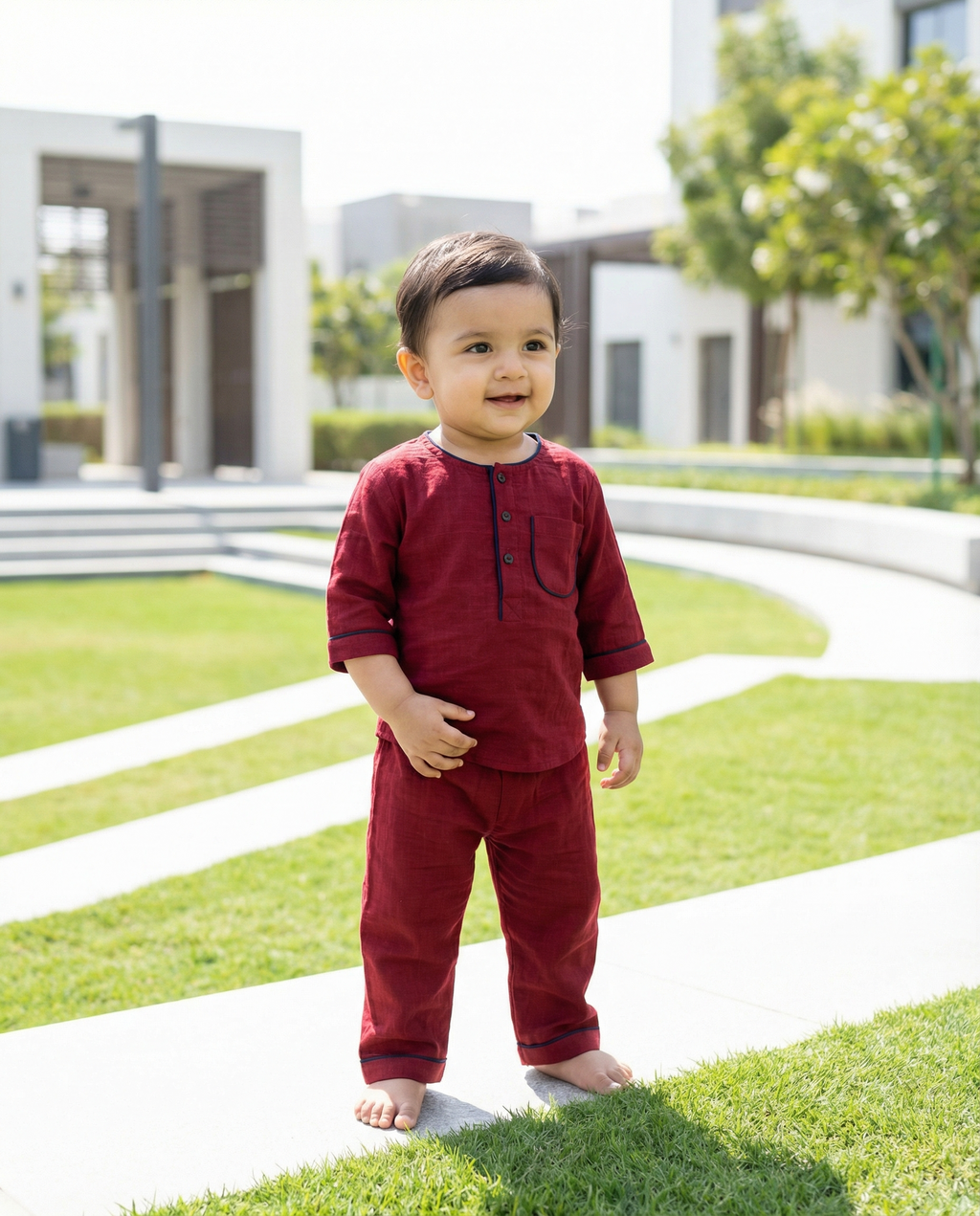 KOSHBERRY Boys Night Suit Maroon