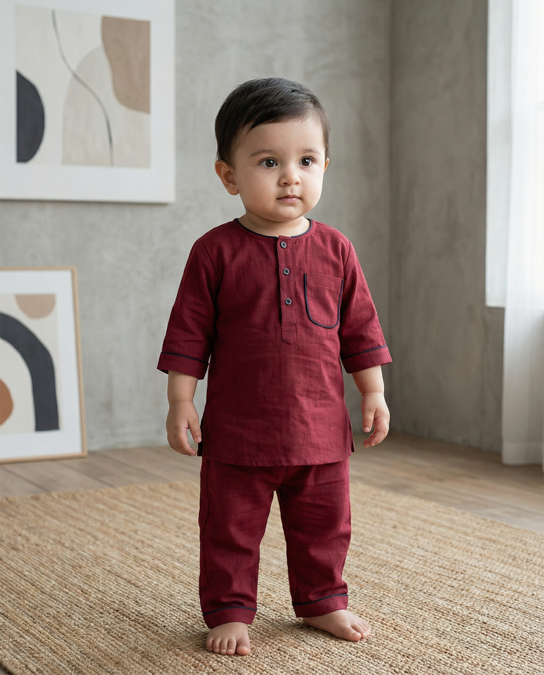 KOSHBERRY Boys Night Suit Maroon