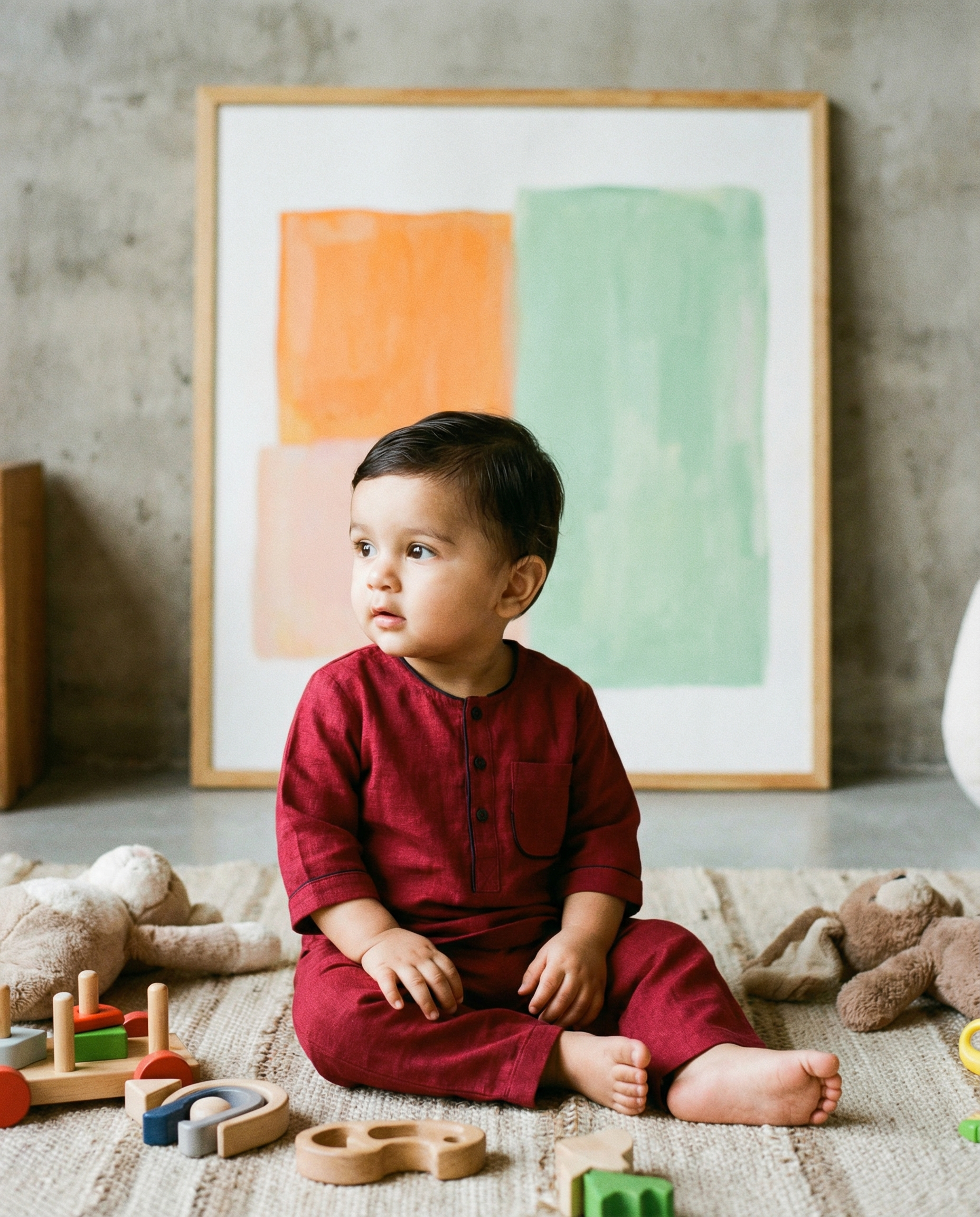 KOSHBERRY Boys Night Suit Maroon