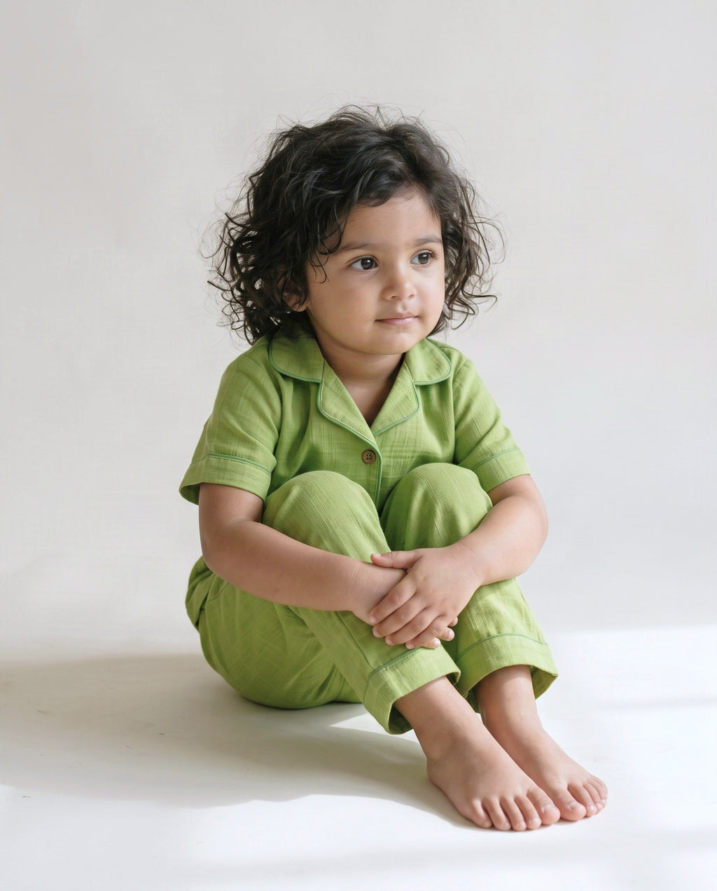 Koshberry Girls Kimono Night Suit - Green