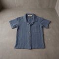 Koshberry premium muslin shirt denim blue front
