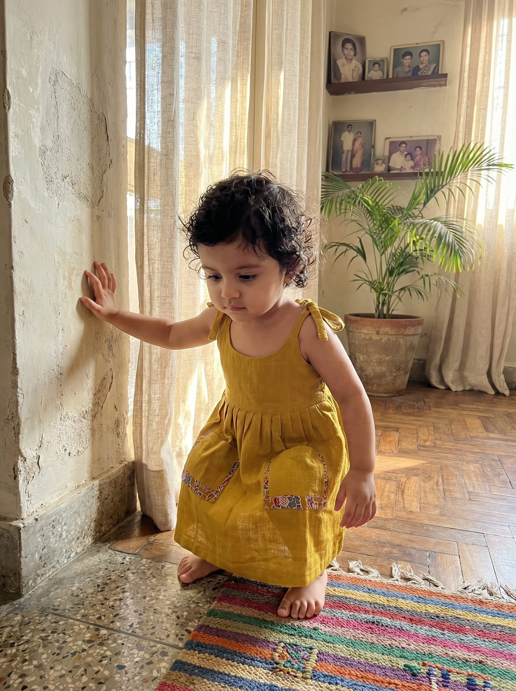 KOSHBERRY Pure Cotton Frock for Baby Girl | Open Strap Dress with Double Pockets | Soft Fabric | Knee Length Casual Dress for Girls with Astar
