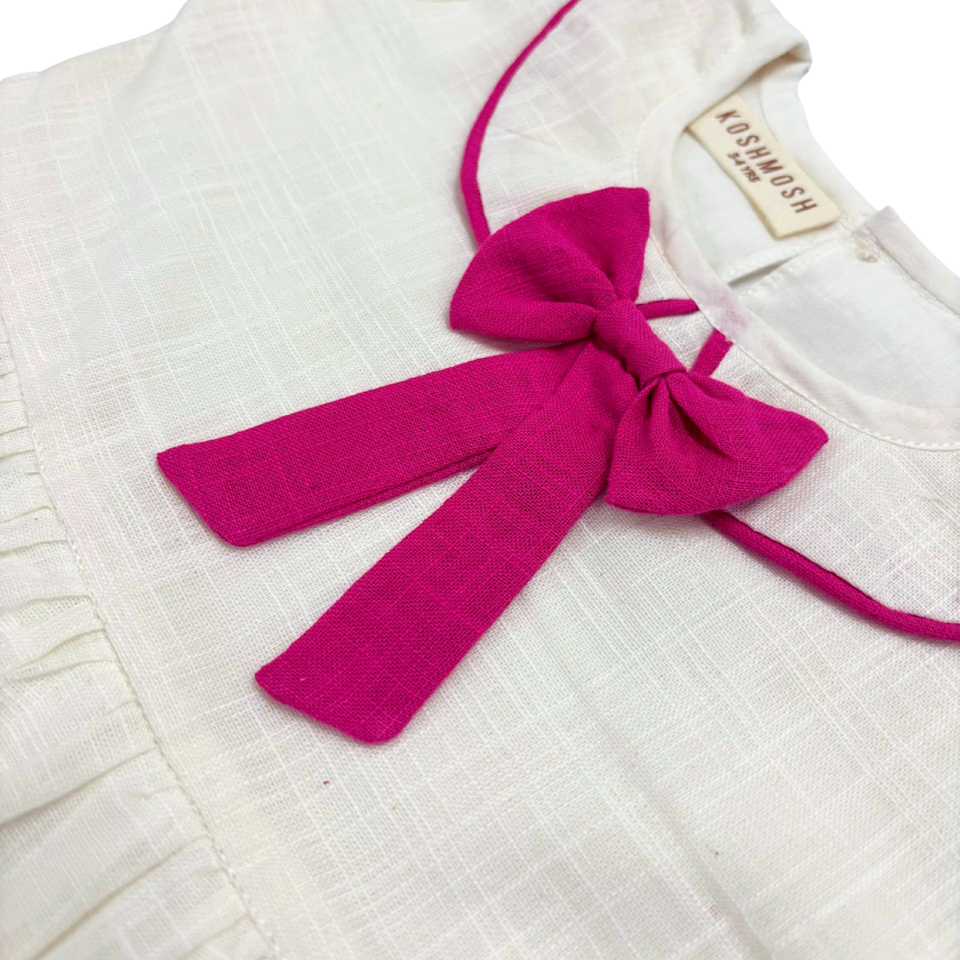 KOSHBERRY Stylish Baby Girl Dress | 100% Cotton Frock for Girls with Cute Bow & Laces | Birthday Gift | Soft Fabric & Breathable | Baby Dress with Astar/Lining
