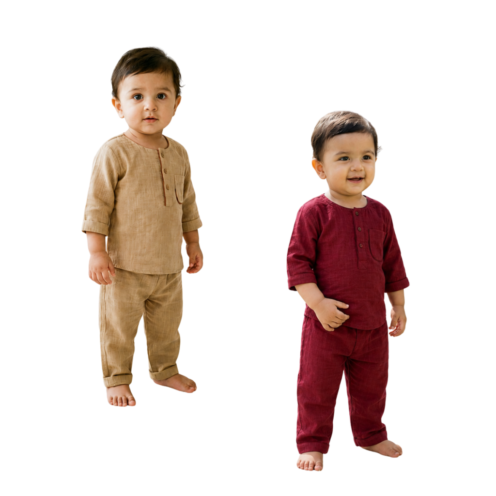Koshberry boys night suit combo pack of 2 - brown and maroon