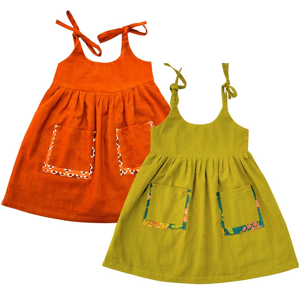 Koshberry Open Strap Frock Combo - Pack 2 (Olive & Rust)