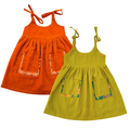 Koshberry Open Strap Frock Combo - Pack of 2 (Olive & Rust)
