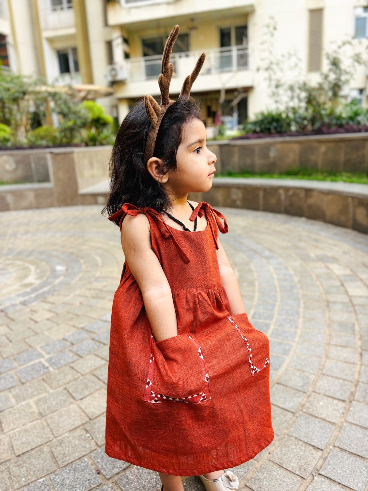 KOSHBERRY Pure Cotton Frock for Baby Girl | Open Strap Dress with Double Pockets | Soft Fabric | Knee Length Casual Dress for Girls with Astar