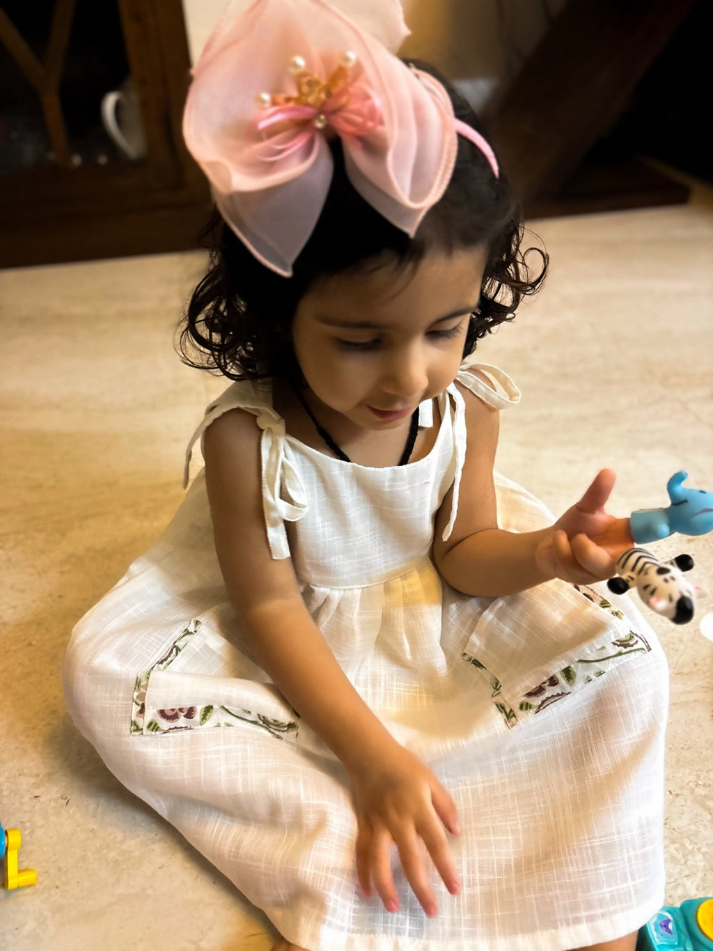 KOSHBERRY Pure Cotton Frock for Baby Girl | Open Strap Dress with Double Pockets | Soft Fabric | Knee Length Casual Dress for Girls with Astar